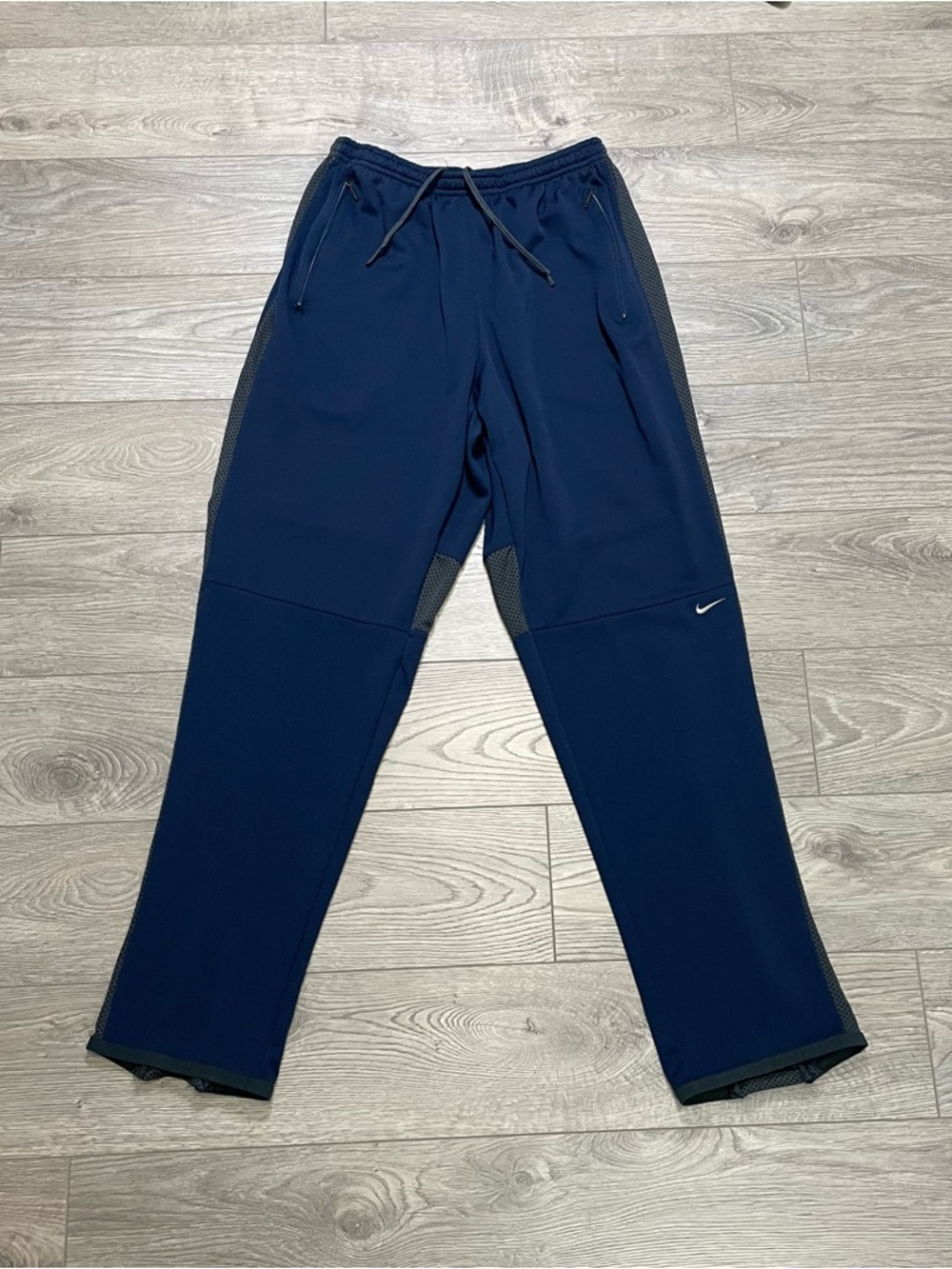 Nike Y2K Vintage Track Pants Navy Blue Dri-Fit Mesh Silver Tag Tapered Fit M‎